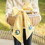 Personalised Cute Bunny Cotton Gingham Easter Basket Sash with Embroidered Initial Door Basket Decor Easter Baptism Gift for Baby