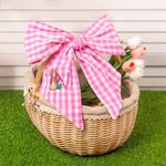 Personalised Cute Bunny Cotton Gingham Easter Basket Sash with Embroidered Initial Door Basket Decor Easter Baptism Gift for Baby