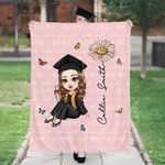 Personalizada de dibujos animados graduado nacimiento flor suave manta con nombres repetidos multicolor decoración del hogar cumpleaños regalo de graduación para las mujeres