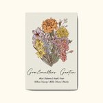 Personalisierte Geburtsblumen Strauß Familie Leinwandgemälde mit Namen und Text Muttertag Geburtstag Geschenk für Mama Oma