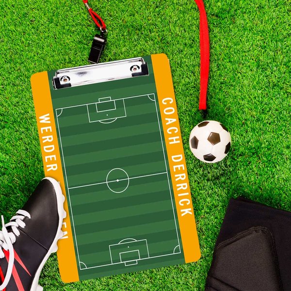 Personalized Soccer Field Acrylic Dry Erase Clipboard with Text and Low Profile Clip End of Season Appreciation Gift for Coach Trainer Teacher