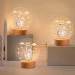 Personalisiertes Prinz Fuchs Rose Acryl LED-Nachtlicht mit Namen Datum Holzsockel Kinderzimmer Deko Geburtstag Geschenk für Jungen und Mädchen