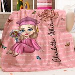 Personalizada de dibujos animados graduado nacimiento flor suave manta con nombres repetidos multicolor decoración del hogar cumpleaños regalo de graduación para las mujeres