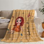 Personalizada de dibujos animados graduado nacimiento flor suave manta con nombres repetidos multicolor decoración del hogar cumpleaños regalo de graduación para las mujeres