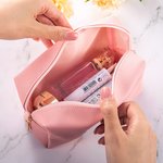 Personalized Cartoon Fashion Girl Birthstone Leather Makeup Pouch Bag with Name Portable Travel Essentials Birthday Bridesmaid Gift for Women