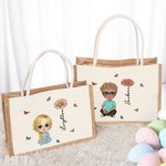 Personalizzato personaggio dei cartoni animati nascita fiore farfalla borsa in iuta con nome accessorio da viaggio regalo di compleanno per gli amici della famiglia