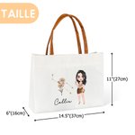 Sac en Toile Personnalisé avec Nom Personnage et Signe Astrologique Floral Cadeau Anniversaire pour Femme