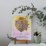 Personalisierte Geburtsblumen Strauß Familie Leinwandgemälde mit Namen und Text Muttertag Geburtstag Geschenk für Mama Oma