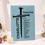 Personalized Nail Cross of God Bible Verse A5 Leather Cover Notebook with Name Church Study Birthday Religious Gift for Family Friends Christian