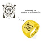 Gepersonaliseerde Schoollogo Wapenschild Ring Gegraveerde Vierkante Zegelring met Tekst Afgestudeerden Cadeau voor Mannen