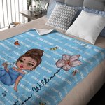 Personalizada de dibujos animados graduado nacimiento flor suave manta con nombres repetidos multicolor decoración del hogar cumpleaños regalo de graduación para las mujeres