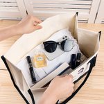 Personalized Zodiac Birth Flower Cartoon Character Black and White Large Canvas Tote Bag with Name Birthday Wedding Gift for Women