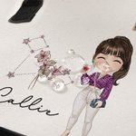 Personalized Zodiac Birth Flower Cartoon Character Black and White Large Canvas Tote Bag with Name Birthday Wedding Gift for Women