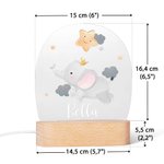 Gepersonaliseerde Schattige Dier Olifant Leeuw Naam LED Nachtlamp met Houten Basis Kinderkamer Decoratie Verjaardagscadeau voor Jongens en Meisjes