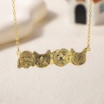Personalized Engraved 1-6 Pet Portraits Necklace with Names Dainty Dog Cat Mom Jewelry Birthday Memorial Gift for Women Pet Lovers