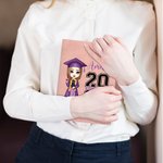 Personalized Class of Graduation Cartoon Character A5 Leather Notebook with Name and Year Graduation Birthday Gift for Family Friends