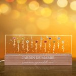 Veilleuse LED en Acrylique Personnalisée avec Texte Fleur de Naissance Nom Base en Bois Cadeau Anniversaire Fête des Mères pour Maman Grand-Mère