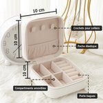 Boîte à Bijoux Portable Personnalisée avec Nom Fleur de Naissance Personnage Accessoire de Voyage Cadeau Anniversaire Mariage pour Femme