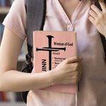 Personalized Nail Cross of God Bible Verse A5 Leather Cover Notebook with Name Church Study Birthday Religious Gift for Family Friends Christian