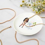 Personalizada de dibujos animados de moda Chica Piedra de nacimiento de cerámica Baratija Joyería Plato con Nombre Cumpleaños Boda Compromiso Regalo para Niñas Mujeres