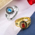 Personalisierter Geburtsstein Graduation Ring mit Eingravierten Namen und Text Graduierung Geschenk für 2025 Absolventen