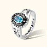 Personalisierter Geburtsstein Graduation Ring mit Eingravierten Namen und Text Graduierung Geschenk für 2025 Absolventen