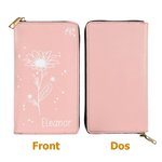 Portefeuille pour Femme Personnalisé avec Nom Fleur de Naissance et Zodiaque Cadeau Anniversaire Fête des Mères