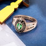 Personalisierter Geburtsstein Graduation Ring mit Eingravierten Namen und Text Graduierung Geschenk für 2025 Absolventen