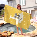 Gepersonaliseerde Ster Bosdier Extra Groot Sneldrogende Strandlaken met Initiaal Naam Strandzwembad Feest Verjaardag Cadeau voor Jongens Meisjes