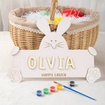 Personalized Easter Bunny DIY Wooden Painting Kit with Name Paints and Brushes Easter Home Decor Birthday Gift for Boys Girls