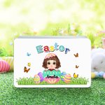 Personalized Cute Eggshell Cartoon Character Biscuit Tin Box with Name Easter Party Storage Accessories Gift for Boys Girls