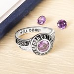 Personalized Engraved Birthstone Zircon Graduation Ring with Name and Year Class of 2025 Graduation Gift for Graduates