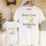 Biberón y taza de cerveza personalizados Camiseta y pijama de bebé de algodón 100% con texto Regalo de cumpleaños del Día del Padre para papá niño