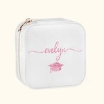 Personlig Graduation Cap Velvet Jewelry Travel Organizer Box med namn Graduation Gift för klass 2025 Graduates