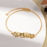 Personalisiertes Eingraviertes 1-6 Tierporträts Armband mit Namen Hund Katze Mom Schmuck Geburtstag Souvenir Geschenk für Damen Haustierliebhaber