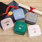 Personlig Graduation Cap Velvet Jewelry Travel Organizer Box med namn Graduation Gift för klass 2025 Graduates