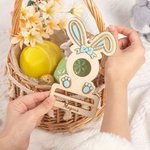 Gepersonaliseerde schattige boog Bunny houten Pasen geld chocolade houder ornament met gegraveerde naam Holiday Basket Stuffers Verjaardagscadeau voor kinderen