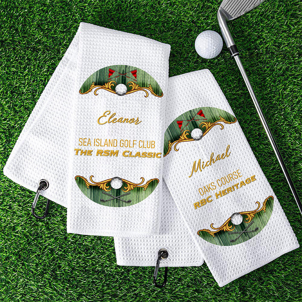 Cartoon Gingerbread Black Golf Towel, Unique Gift For Golfer, Christmas Golf Gift, Golf Accessories main image 0