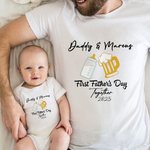 Biberón y taza de cerveza personalizados Camiseta y pijama de bebé de algodón 100% con texto Regalo de cumpleaños del Día del Padre para papá niño