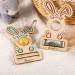 Gepersonaliseerde schattige boog Bunny houten Pasen geld chocolade houder ornament met gegraveerde naam Holiday Basket Stuffers Verjaardagscadeau voor kinderen