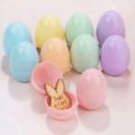 Personalised Multicolour Easter Egg Bunny Wooden Hunt Tokens Set with Engraved Text Set of 10 Basket Stuffers Holiday Party Gift for Family Kids