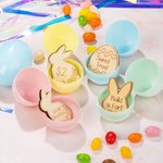 Personalised Multicolour Easter Egg Bunny Wooden Hunt Tokens Set with Engraved Text Set of 10 Basket Stuffers Holiday Party Gift for Family Kids