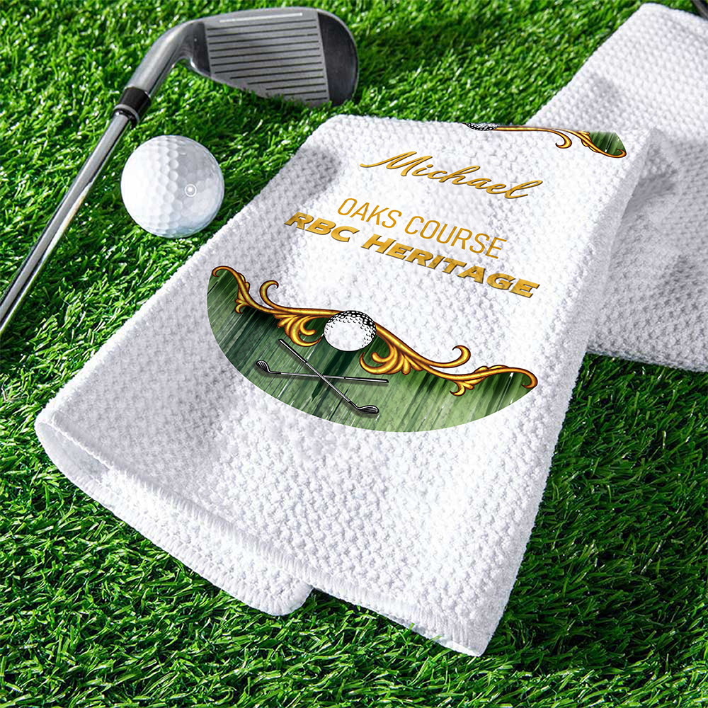 Cartoon Gingerbread Black Golf Towel, Unique Gift For Golfer, Christmas Golf Gift, Golf Accessories main image 1