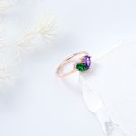 Gepersonaliseerde sierlijke dubbele hart geboortesteen ring verjaardag verjaardag moederdag cadeau voor vrouwen