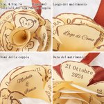 Penna floreale con rosa di carta rustica personalizzata in spago con nomi e nastro per libri degli ospiti decorazione matrimonio regalo per coppie