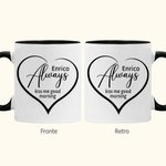 Tazza da caffè multicolori personalizzata con nome e testo Kiss me good morning regalo di anniversario e San Valentino per coppie