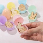 Personalised Multicolour Easter Egg Bunny Wooden Hunt Tokens Set with Engraved Text Set of 10 Basket Stuffers Holiday Party Gift for Family Kids
