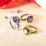 Personalized Engraved Birthstone Zircon Graduation Ring with Name and Year Class of 2025 Graduation Gift for Graduates