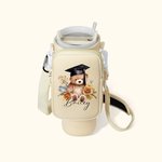 Personalisierte Graduierung Hut Bär Floral Waterproof Water Bottle Carrier Bag für 40oz Stanley mit Tasche verstellbaren Riemen Graduierung Geschenk für Absolventen