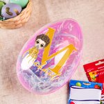 Gepersonaliseerd Cartoon Karakter initiaal invulbaar Jumbo paasei met naam Holiday Basket Stuffers Pasen Verjaardag Party Favors Gift voor jongens meisjes